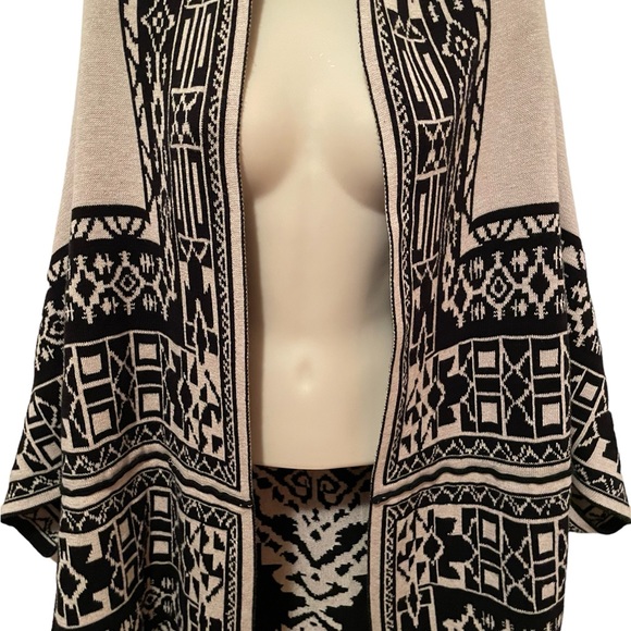 Unbranded Knit Cape Wrap Open Cardigan Aztec Print Reversible - Picture 3 of 8